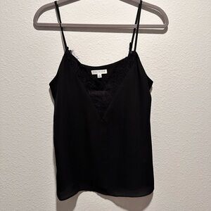 socialite black lace trim top